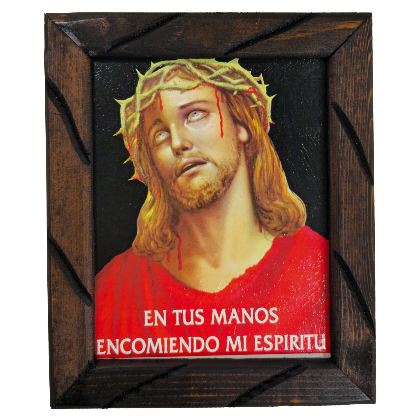 Mrcjsales - Face of Jesus – Rustic Frame, Multiple Sizes, Mexican Art, Symbolizes Hope, Love, Strength. Perfect Home Decor & Unique Gift! - S | 12"x10" image