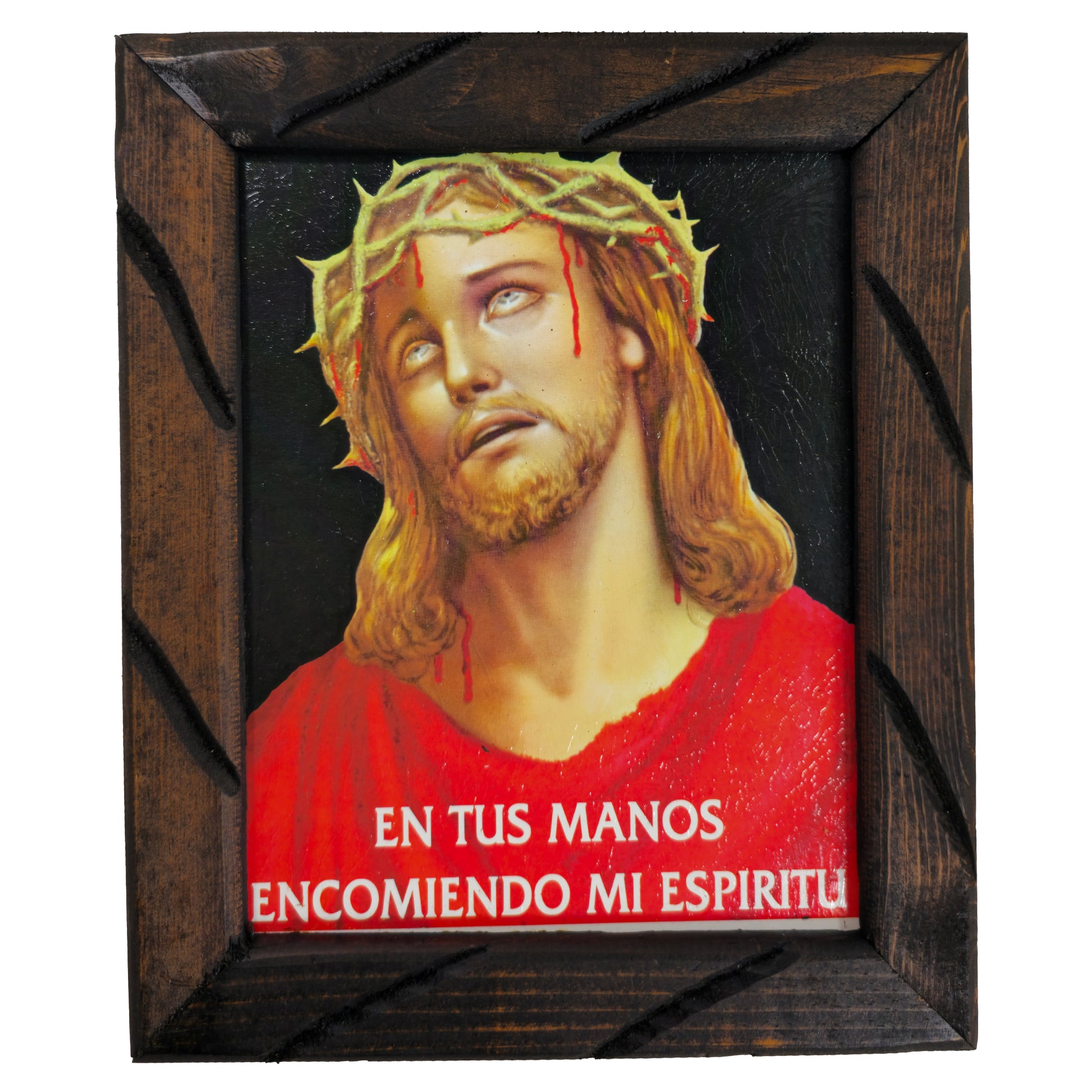 Mrcjsales - Face of Jesus – Rustic Frame, Multiple Sizes, Mexican Art, Symbolizes Hope, Love, Strength. Perfect Home Decor & Unique Gift! - S | 12"x10" image