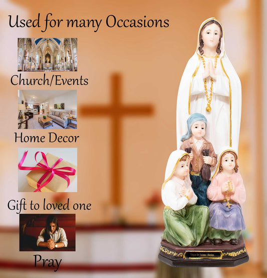 MrcjSales - Virgin of Fatima w/Kids Resin Statue | Multiple Sizes |  Virgen de Fatima image 3