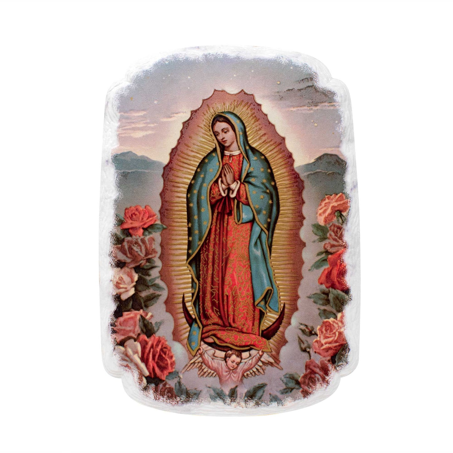 Mrcjsales: Our Lady of Guadalupe Flowers Plaque | Spiritual Devotion | Resin Craft | Timeless Gift | Unique Decor | Virgin Mary Art image 0