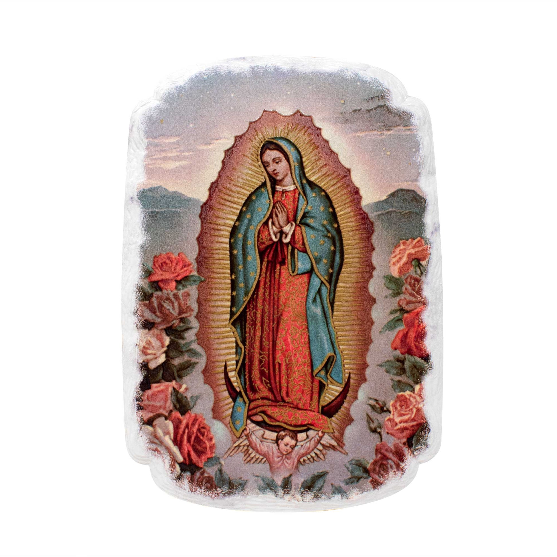 Mrcjsales: Our Lady of Guadalupe Flowers Plaque | Spiritual Devotion | Resin Craft | Timeless Gift | Unique Decor | Virgin Mary Art image 0