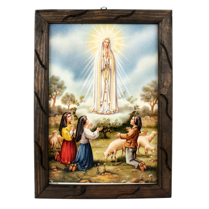 Mrcjsales: Our Lady of Fatima Wooden Frame | Rustic Religious Art | Mexican Design | Perfect Home Decor | Multiple Sizes Available! - M | 18"x13" image