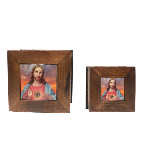 MrcjSales Sacred Heart of Jesus Jewelry Box - High-Quality Wood Craftsmanship | Great Gift Idea | Multiple Sizes image 1