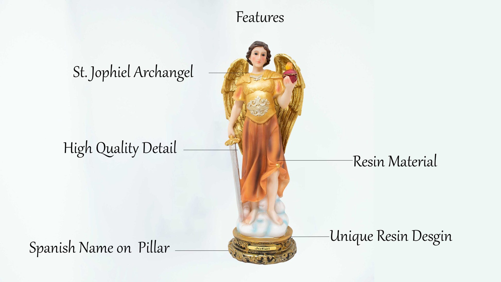 MrcjSales - Archangel Jophiel Statues | Multiple Sizes | Perfect for Church Services, Home Decor, Gifts image 2