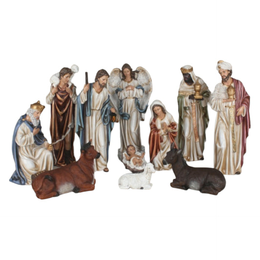 12-Inch Hand-Painted Nativity Set | Resin Figurines | Complete 12-Piece Christmas Decoration image 0