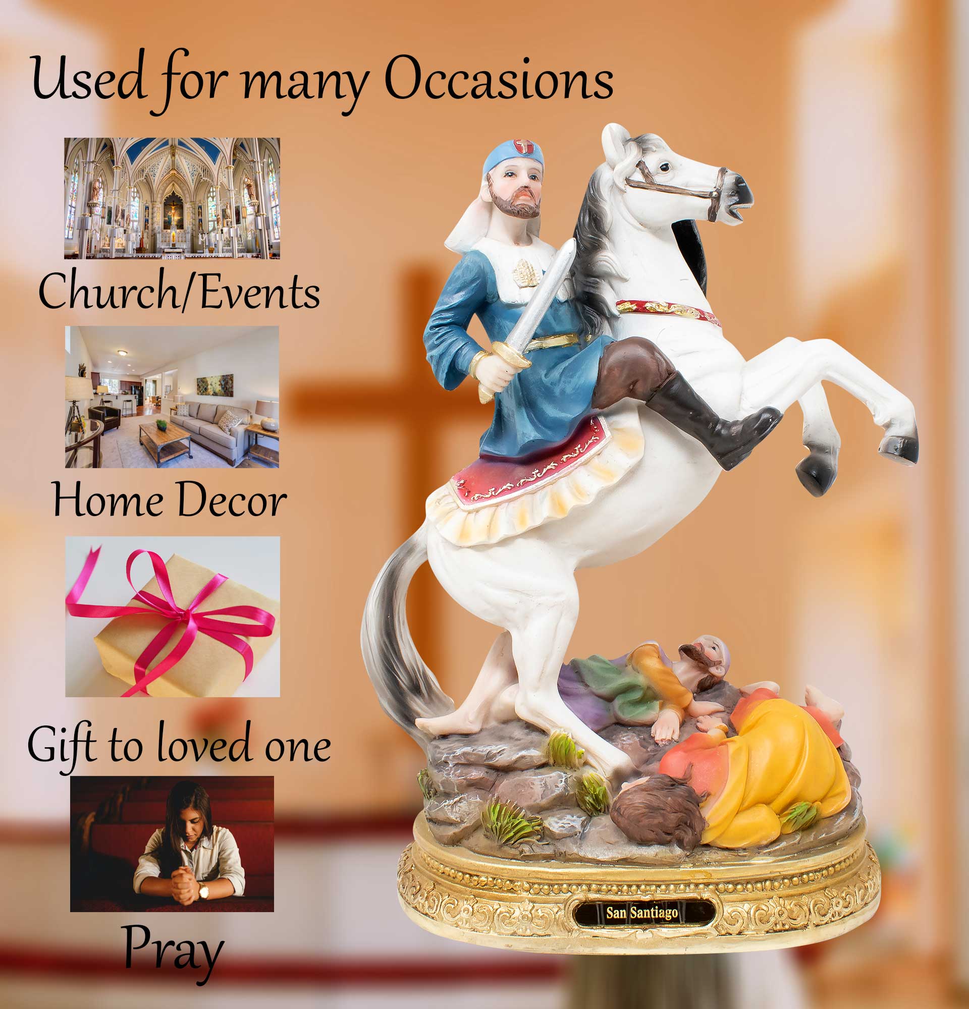 MrcjSales - San Santiago Resin Statue | Multiple Sizes | Inspirational Church Decor | Ideal for Church Services, Home Altars, and Meaningful Gifts image 4