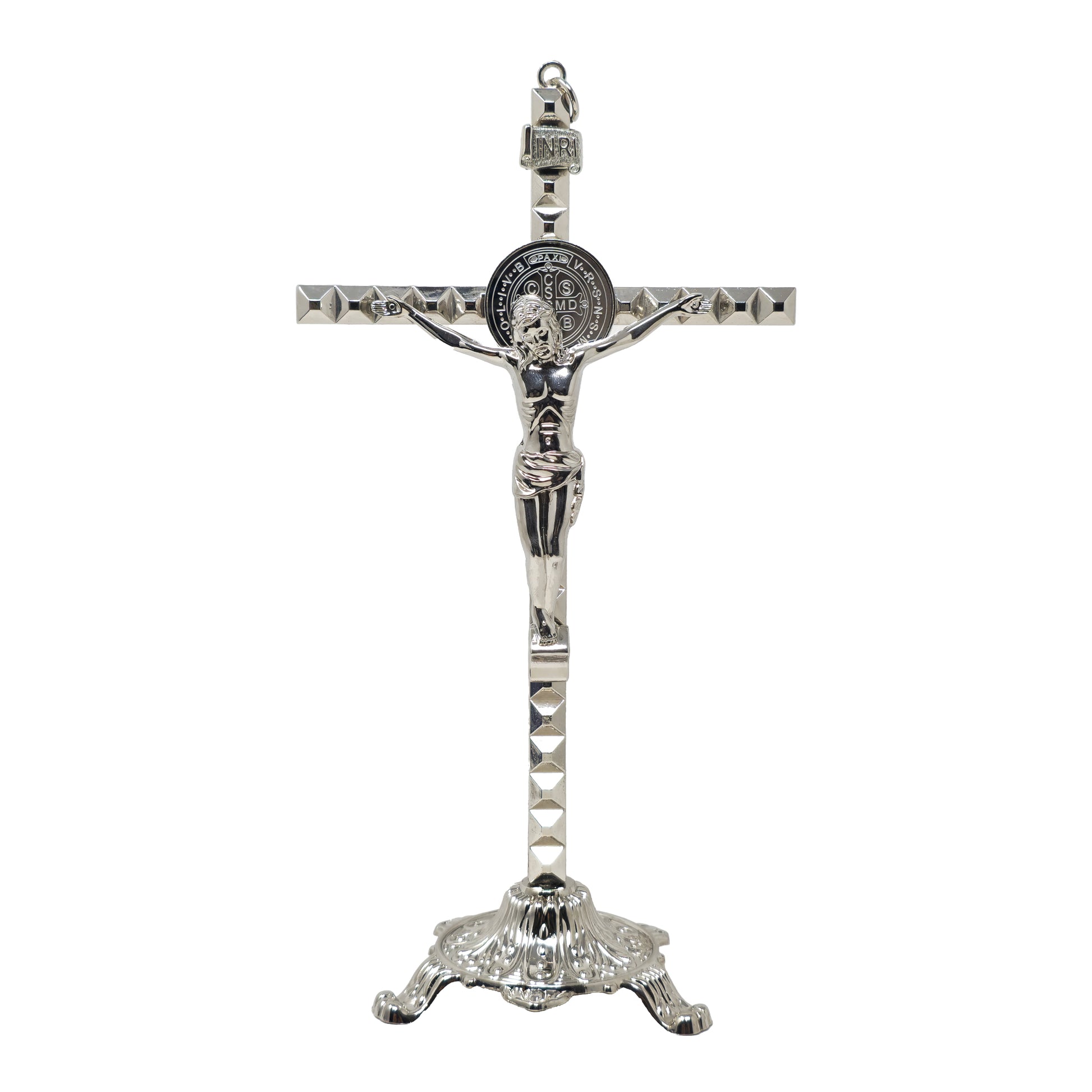 MrcjSales - Saint Benedict Cruz Silver | Removable Base for Versatility | Ideal Gift for Religious Occasions - M x 11" Inches image