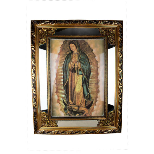 MrcjSales - Our Lady of Guadalupe Original - Glass | Led Light Frame | Gold/Glass Double Frame | Multiple Sizes | Built-in LED Lights image 0