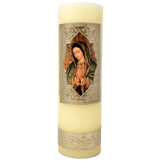 mrcjsales - Lady of Guadalupe Mc Easter Candle 10" - 1 Kilo. Divine Symbol of Faith & Hope. 100% Wax. Meaningful Gift for Baptisms, Confirmations image 0