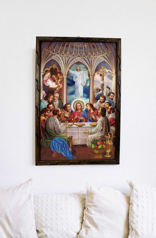 Mrcjsales - Sacred Last Supper – Rustic Frame, Symbolic Mexican Art, Perfect Home Decor & Thoughtful Gift for Spiritual Significance. image 2