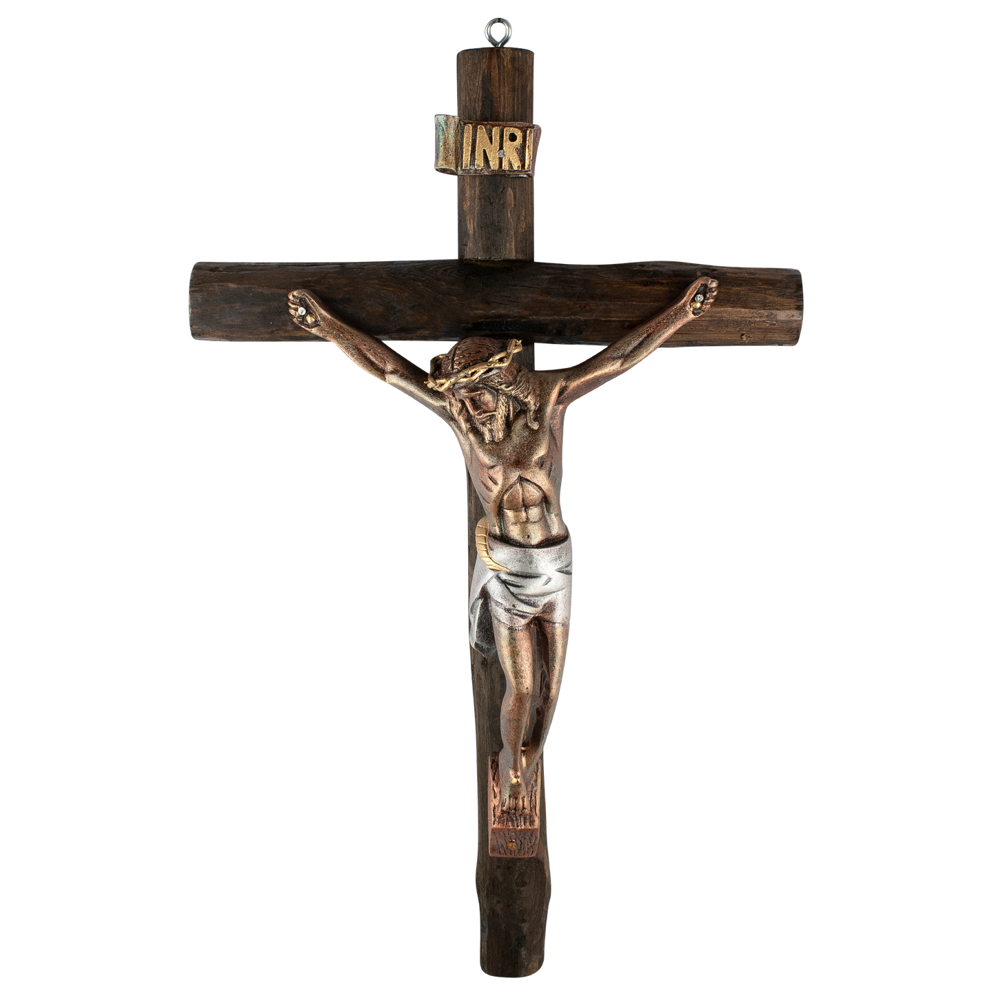 Mrcjsales: Jesus Christ Silver-Bronze | Wooden Trunk | Tree Trunk & Resin | Mexican Design | Faith Symbol | Warning: Thorn Crown | Handmade Alterations image 0