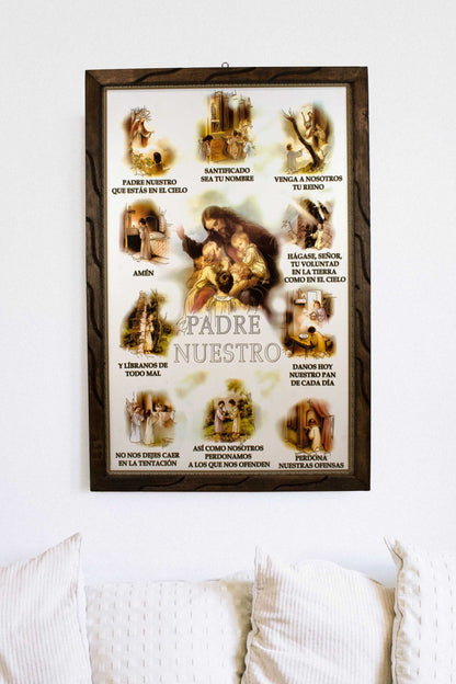 Mrcjsales - Padre Nuestro - Rustic Frame, Mexican Art Symbolizing Hope, Love, and Compassion. Perfect Spiritual Gift in Multiple Sizes! image 2