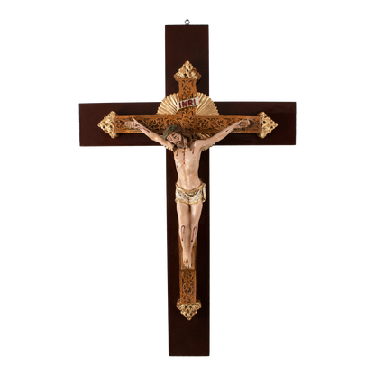 Mrcjsales: Jesus Christ Resplendor | Wooden Trunk Crucifix | Mexican Style | Faith Symbol | Polyester Resin Art | Various Sizes | Uplifting Beauty image 0