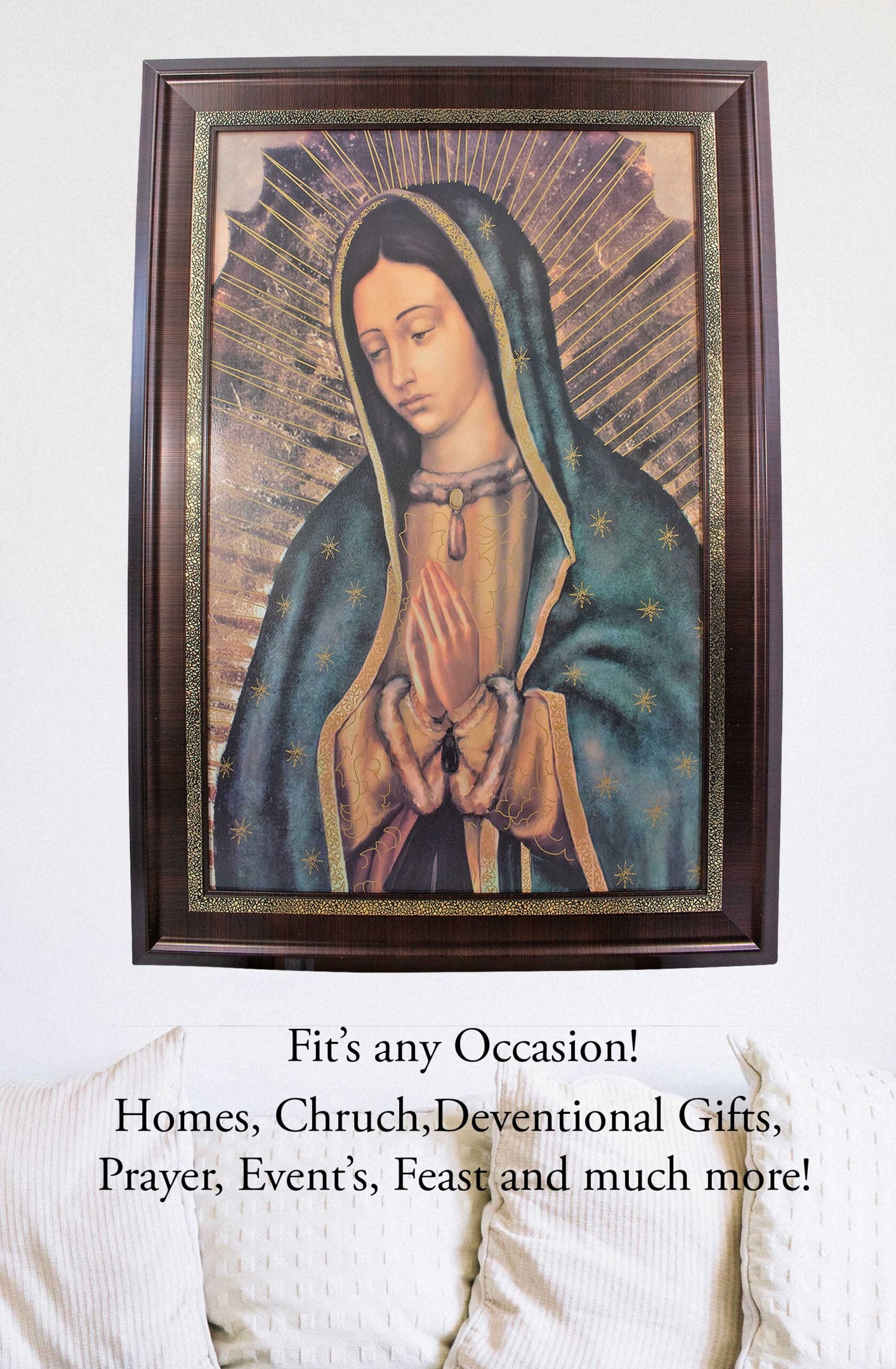 MrcjSales - Our Lady of Guadalupe Mc Marco Frame | Oil/Wood | 41x29 Inches | Very Detailed image 2