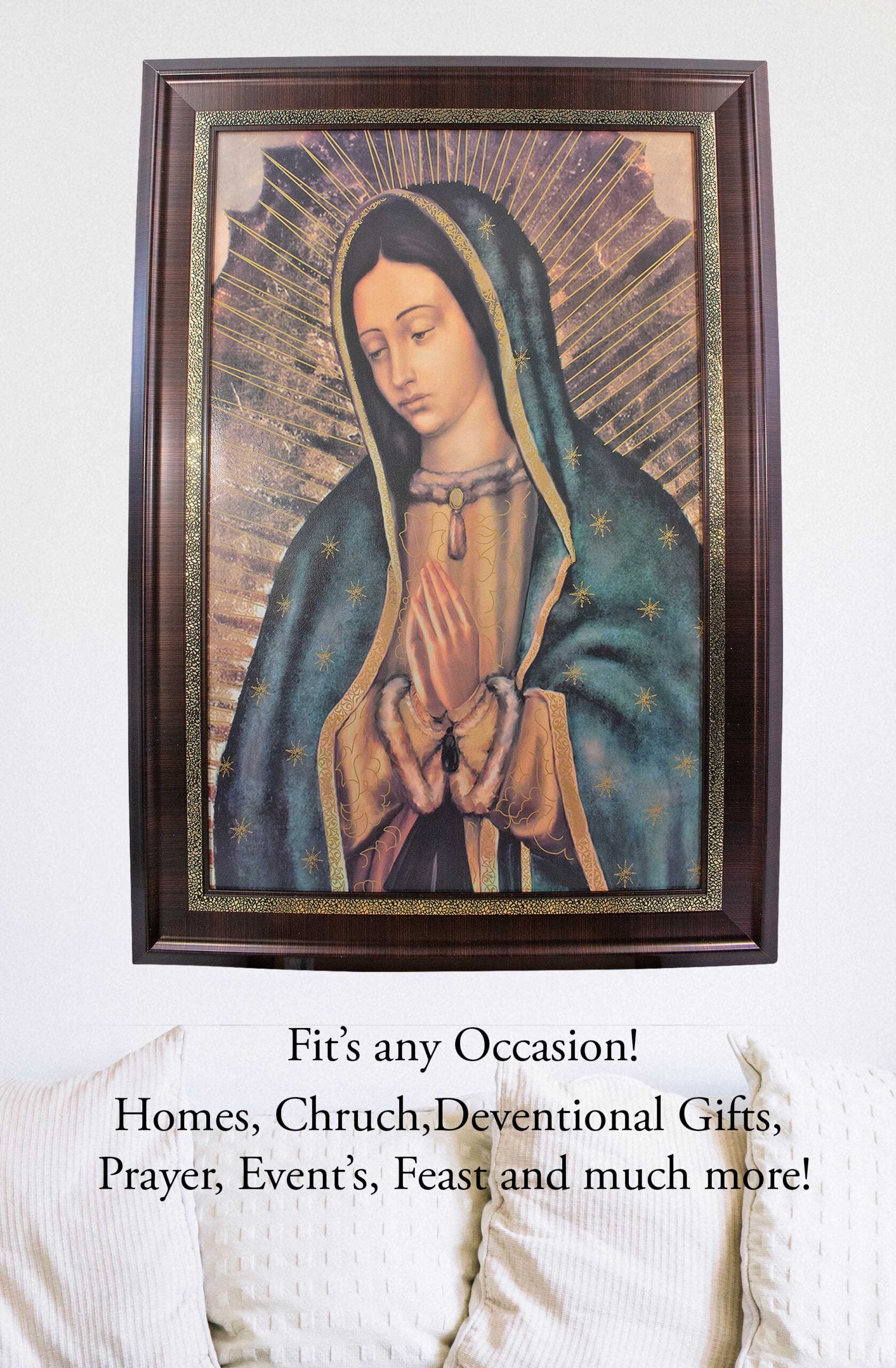 MrcjSales - Our Lady of Guadalupe Mc Marco Frame | Oil/Wood | 41x29 Inches | Very Detailed image 2
