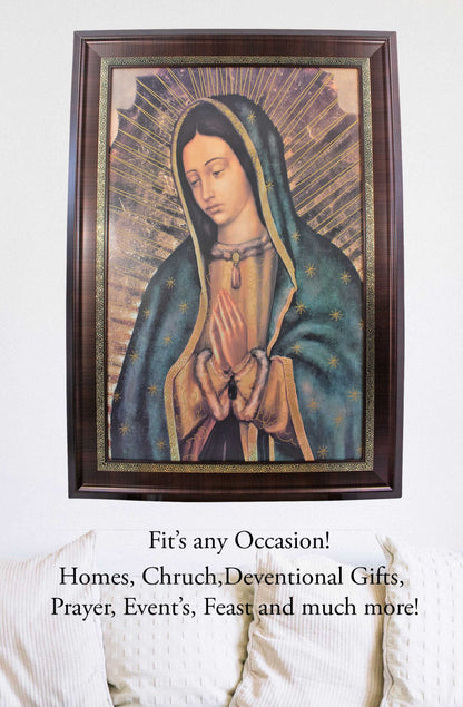 MrcjSales - Our Lady of Guadalupe Mc Marco Frame | Oil/Wood | 41x29 Inches | Very Detailed image 2