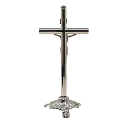 MrcjSales - Crucifix Silver | Removable Base | High-Quality Metal Cross for Catholic Church, Home Decor, Gifts | Multiple Sizes | Inspire Faith image 3