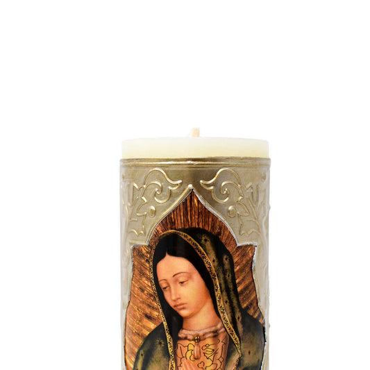 mrcjsales - Our Lady of Guadalupe Mc Easter Candle 6" - 1/4 Kilo. Divine Symbol of Faith & Hope.100% Wax, Meaningful Gift for Baptisms, Confirmations image 1