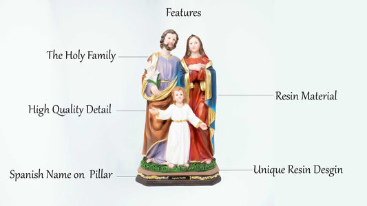 MrcjSales - Holy Family Resin Statue | Multiple Sizes |  Jesus, Joseph, Mary | 'Sagrada Familia' | Elegant Meaningful Religious Item image 2