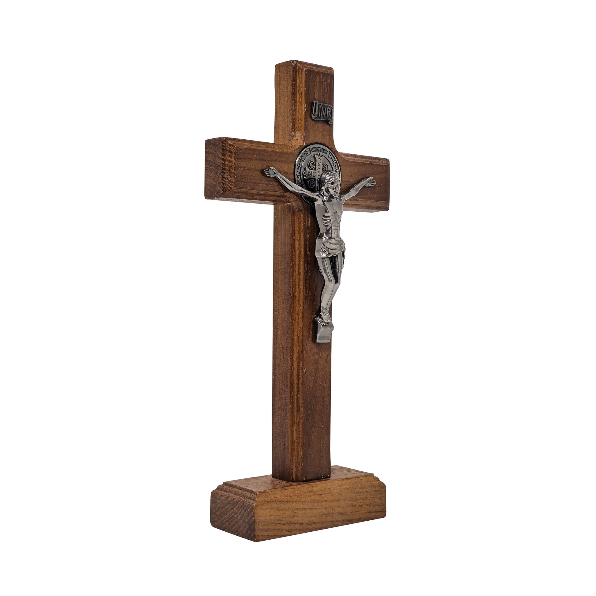 Mrcjsales - Saint Benedict Wooden Cross w/Base in Multiple Sizes. Beautifully Crafted Crucifix, Ideal for Various Occasions, Hang or Stand, image 7
