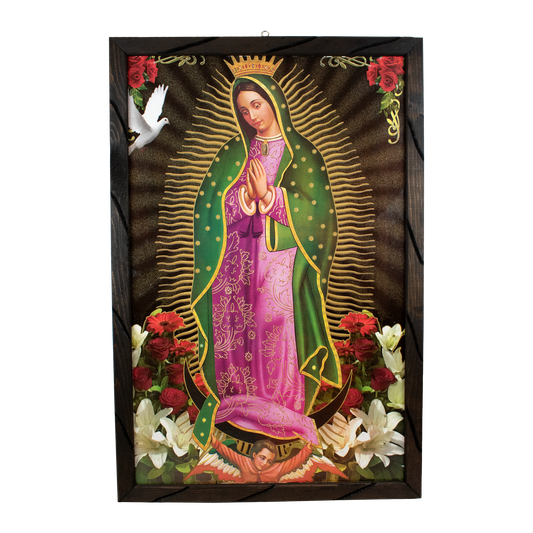 Mrcjsales- Virgen de Guadalupe - lady of guadalupe – Rustic Frame, Mexican Art, Symbolizes Hope, Love, Strength. Perfect Home Decor & Unique Gift! image 0