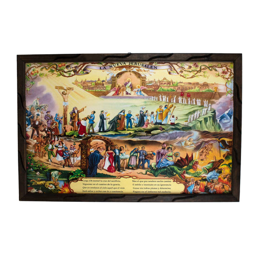 Mrcjsales - The New Jerusalem - Religious Art – Rustic Frame, Symbolizes Hope & Love, Mexican Design, Unique Home Decor & Meaningful Gift! image 0