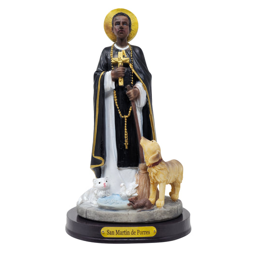 MrcjSales - St. Martín de Porres Resin Statue | Multiple Sizes  | Ideal for Church, Home Decor, Gifts | Symbolic and Meaningful Addition - S x 8" inches image