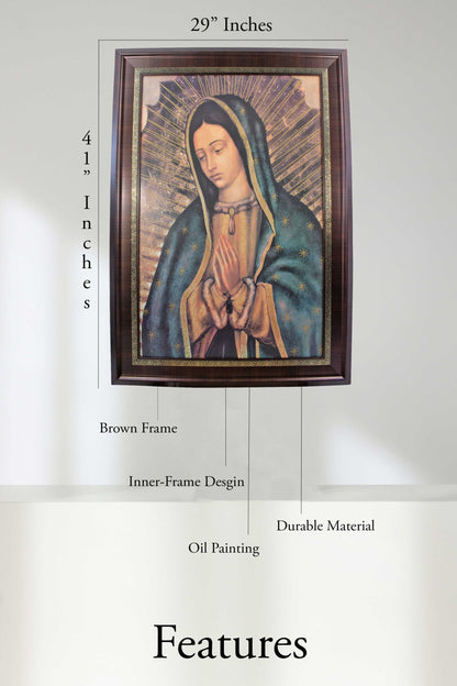 MrcjSales - Our Lady of Guadalupe Mc Marco Frame | Oil/Wood | 41x29 Inches | Very Detailed image 3