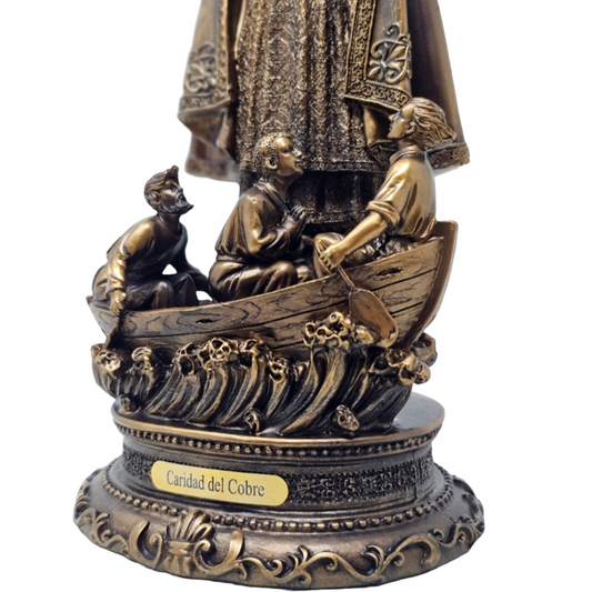 Lady of Charity 12" Statue (Caridad de Cobre) – Bronze Design, Detailed with Three Men on a Boat, Catholic image 2