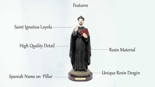 Saint Ignatius Loyola Resin Statue | Multiple Sizes | Realistic Appearance | Church Services, Home Decor, Gifts | San Ignacio Loyola Engraved | Faithful Symbol image 2