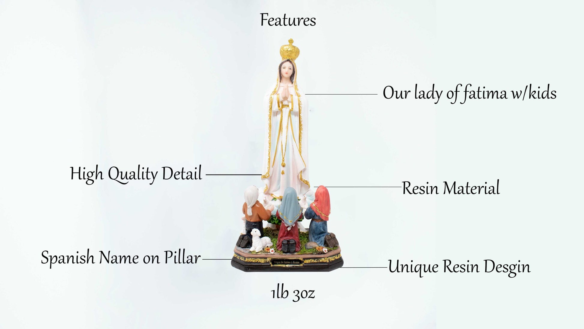 Our Lady of Fatima Statue Virgen de Fatima con Nino 8,12,16,24 inches image 3