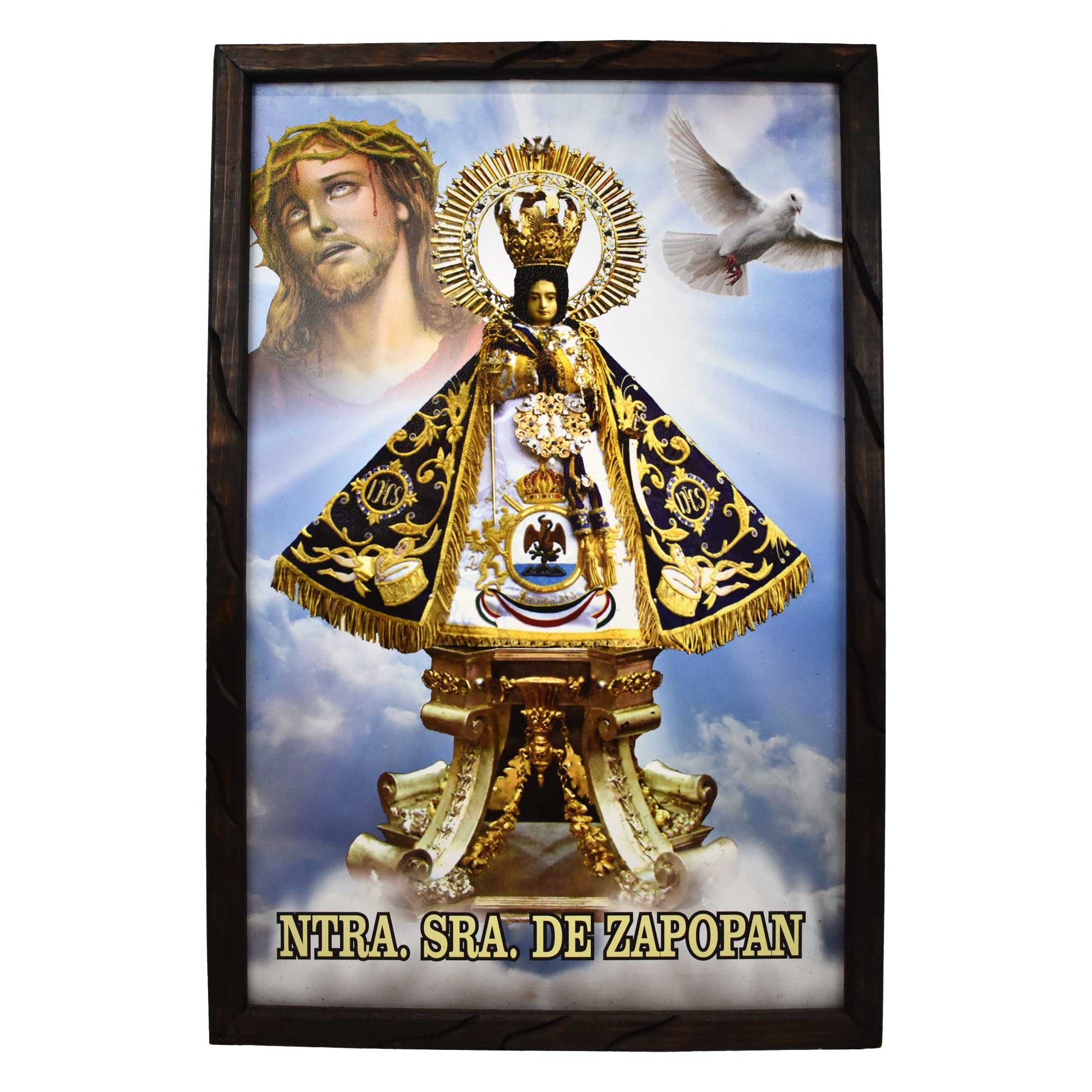 Mrcjsales - Virgin of Zapopan – Rustic Frame, La Virgen de Zapopan, Mexican Art, Symbolizes Hope, Love, Strength. Perfect Home Decor & Unique Gift! - L | 36"x24" image
