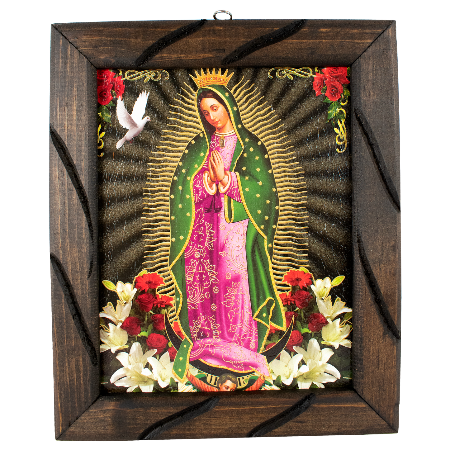 Mrcjsales- Virgen de Guadalupe - lady of guadalupe – Rustic Frame, Mexican Art, Symbolizes Hope, Love, Strength. Perfect Home Decor & Unique Gift! - S | 12"x10" image