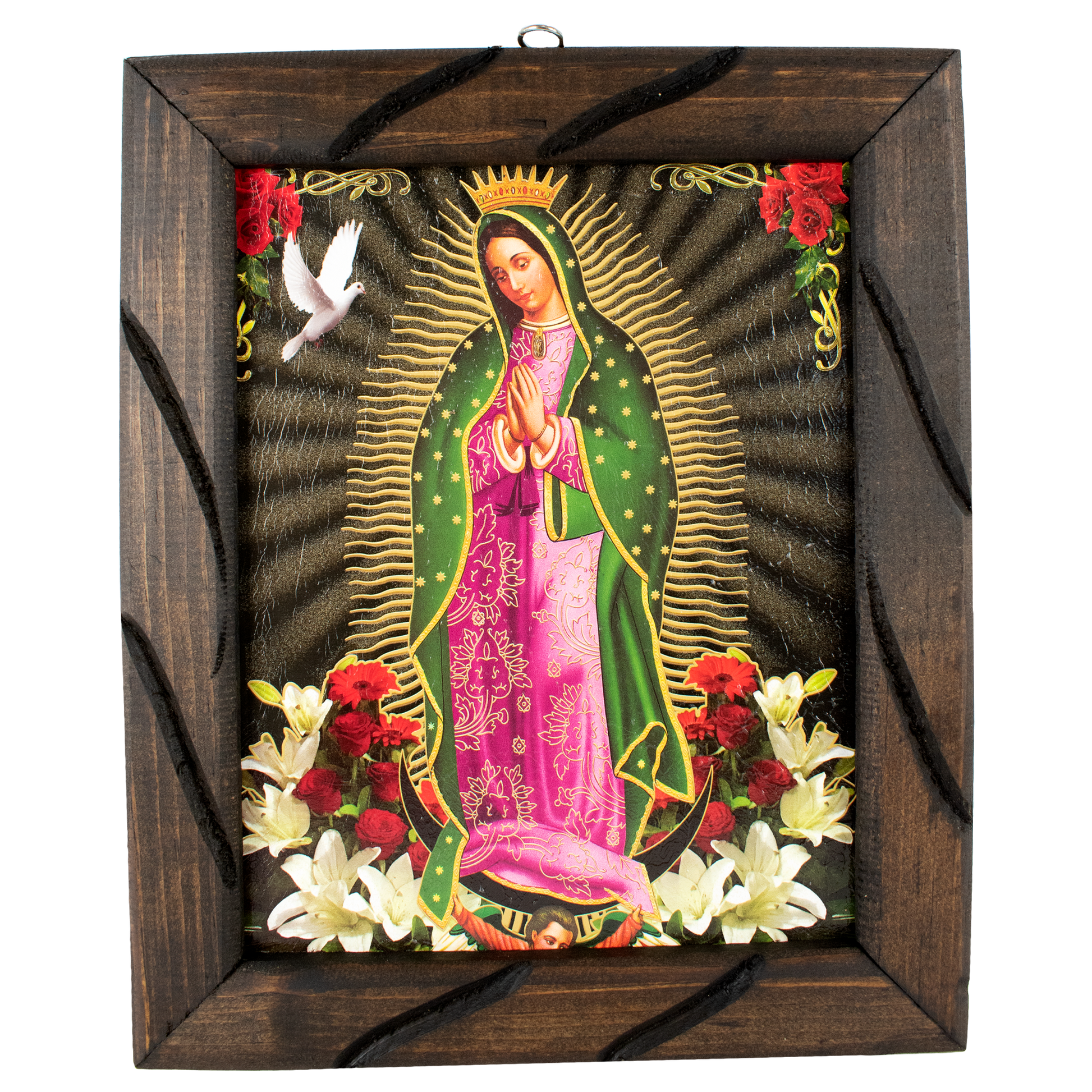 Mrcjsales- Virgen de Guadalupe - lady of guadalupe – Rustic Frame, Mexican Art, Symbolizes Hope, Love, Strength. Perfect Home Decor & Unique Gift! - S | 12"x10" image