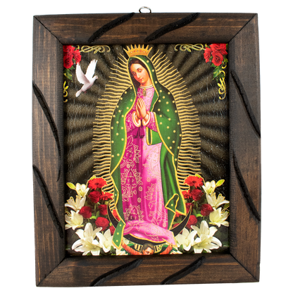 Mrcjsales- Virgen de Guadalupe - lady of guadalupe – Rustic Frame, Mexican Art, Symbolizes Hope, Love, Strength. Perfect Home Decor & Unique Gift! - S | 12"x10" image