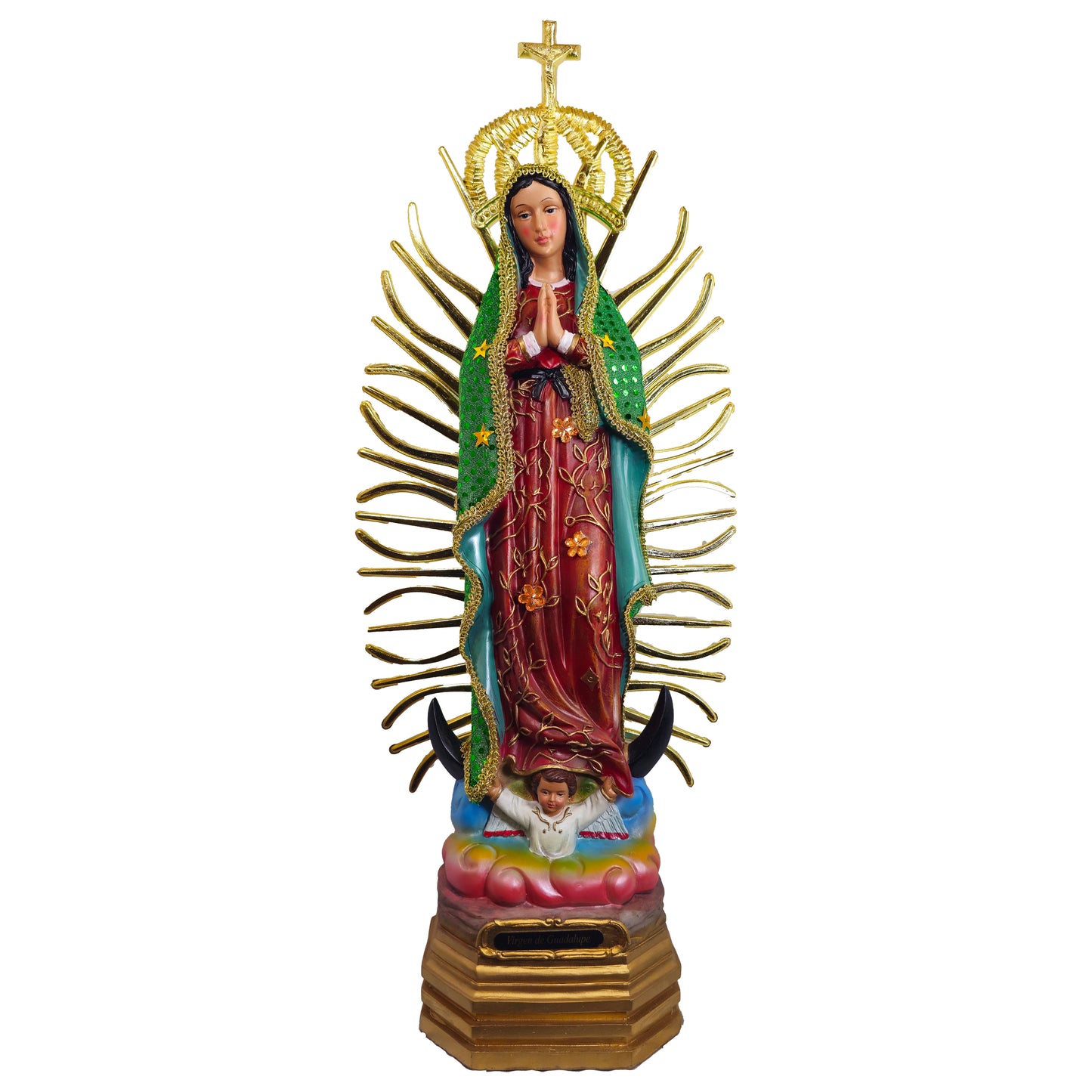 MrcjSales - Our Lady of Guadalupe Green Dress Statue - Multiple Sizes | Realistic Resin Material | Perfect for Home Decor | Iconic Symbol of Faith - L x 20" Inches image