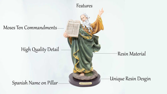MrcjSales - Moses 10 Commandments Statue | Resin Material | Multiple Sizes| Perfect for Church, Home Decor, Gifts | Inspire Faith and Reverence image 2