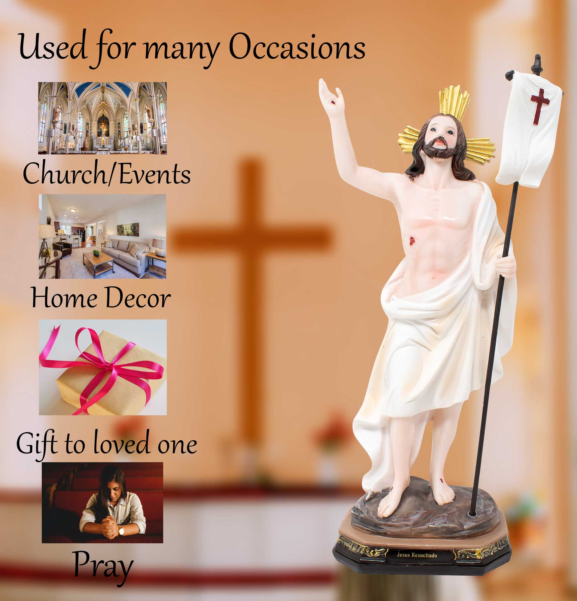 MrcjSales - Risen Jesus Statue | Jesús Resucitado | Multiple Sizes | Realistic Resin Craft | Ideal for Faithful Homes and Churches image 4