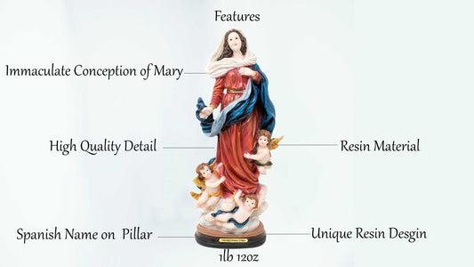 MrcjSales - Immaculate Conception Statue | Multiple Sizes | Handcrafted Resin Art | Ideal for Church, Home, Gifts image 2