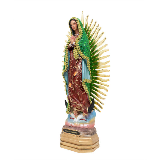 MrcjSales - Our Lady of Guadalupe Green Dress Statue - Multiple Sizes | Realistic Resin Material | Perfect for Home Decor | Iconic Symbol of Faith image 1