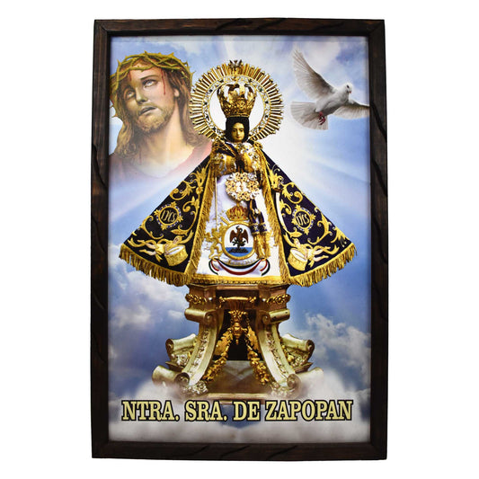 Mrcjsales - Virgin of Zapopan – Rustic Frame, La Virgen de Zapopan, Mexican Art, Symbolizes Hope, Love, Strength. Perfect Home Decor & Unique Gift! image 0