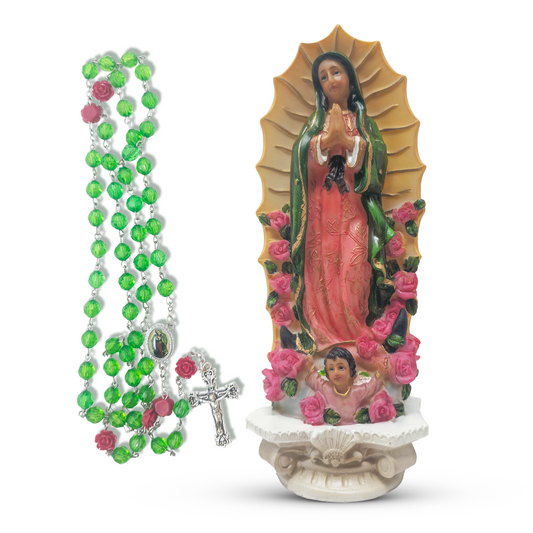 Lady of Guadalupe Statue – Virgen de guadalupe 8-Inch Religious Figurine – Durable Resin for Home Altar, Prayer Space, or Gift image 0