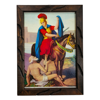 Mrcjsales: San Martin Caballero Wooden Frame - Mexican Art Unique Rustic Design. Multiple Sizes Available! Saint martin knight image 1