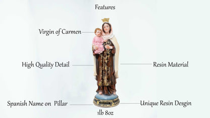 MrcjSales - Virgin of Carmen Statue | Multiple Sizes | Resin Craftsmanship | Virgen de Carmen | Church, Home Decor, Gifts image 2