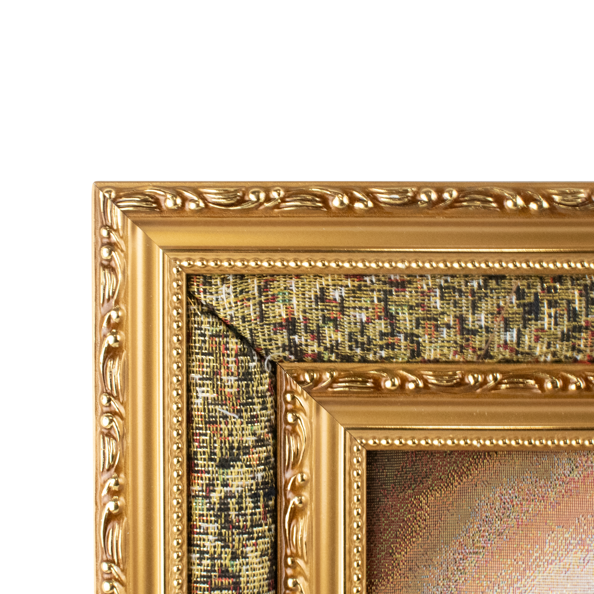 Mrcjsales: Saint Charbel Cloth Frame | Golden Double Frame | Religious Wall Art | San Charbel | Perfect Gift for Loved Ones | Elegant Home Decor image 1
