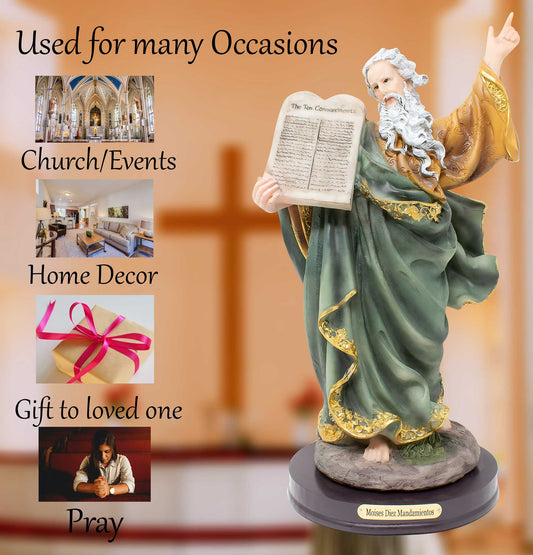 MrcjSales - Moses 10 Commandments Statue | Resin Material | Multiple Sizes| Perfect for Church, Home Decor, Gifts | Inspire Faith and Reverence image 4
