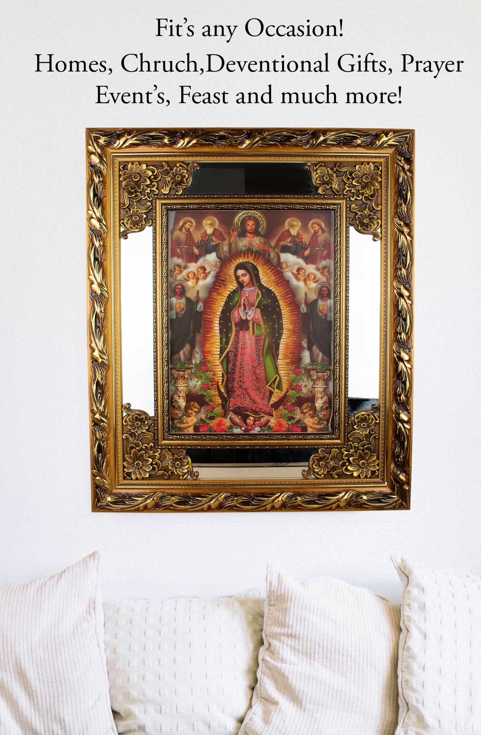 Our Lady of Guadalupe, Saint Judas, Holy Trinity - Glass | Led Light Frame image 2