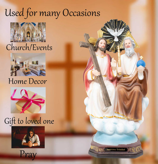MrcjSales - The Holy Trinity Statue | Multiple Sizes | Resin Craftsmanship | Ideal for Church, Home Decor, Gifts | Santisima Trinidad image 4