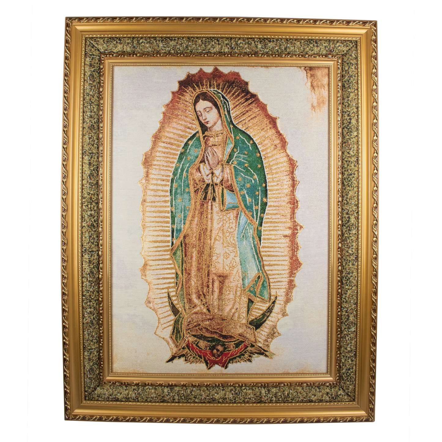 Mrcjsales: Our Lady of Guadalupe | Cloth Frame | Elegant Double Frame | Religious Home Decor | Gift for Loved Ones | Spanish Name: Virgen de Guadalupe - L | 27"x35" image