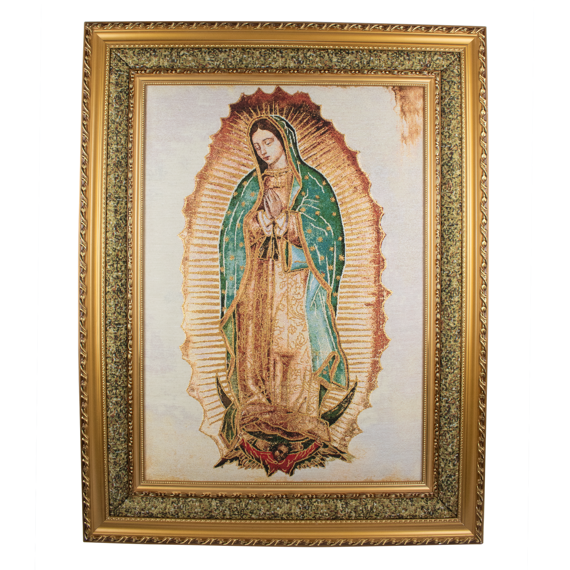 Mrcjsales: Our Lady of Guadalupe | Cloth Frame | Elegant Double Frame | Religious Home Decor | Gift for Loved Ones | Spanish Name: Virgen de Guadalupe - L | 27"x35" image